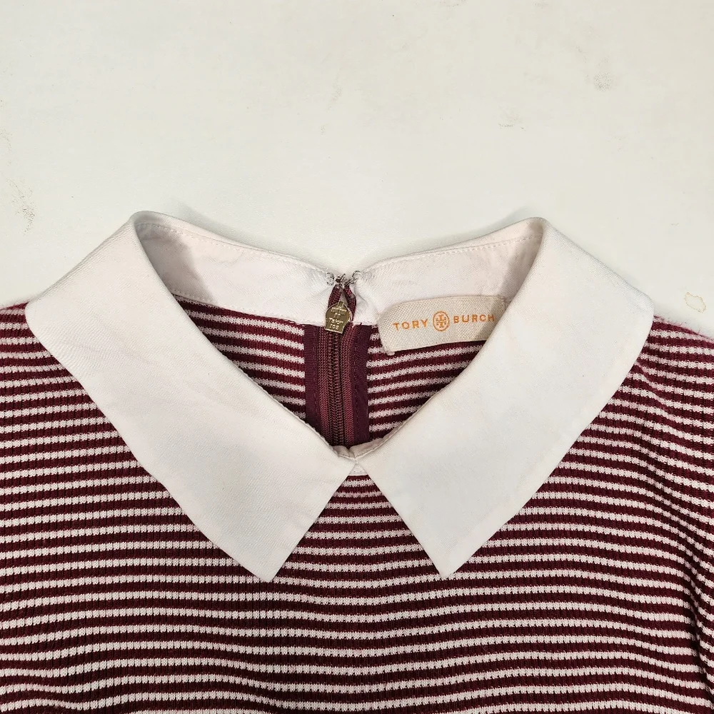Y2k Vintage Tory Burch Peter-Pan Collar Striped Top Sz S - Picture 5 of 13